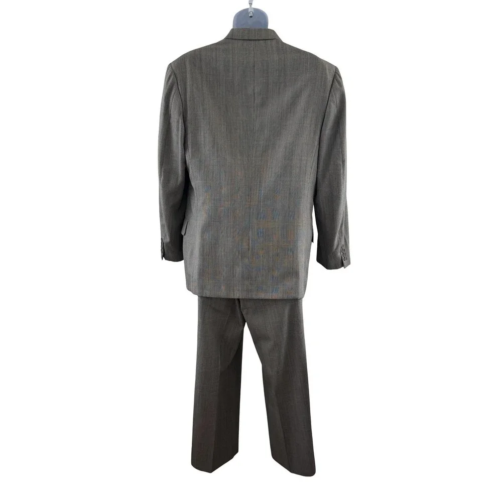 Vintage Cricketeer 2 Piece Suit Mens L Gray Plaid Double Breasted 34x31 USA 90s